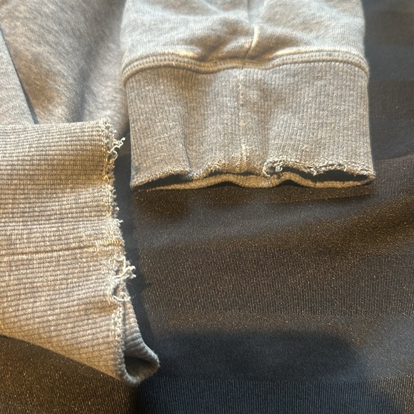 Domyos grey large hooded sweatshirt front pocket zipper relaxed fit comfy warm - Picture 7 of 7